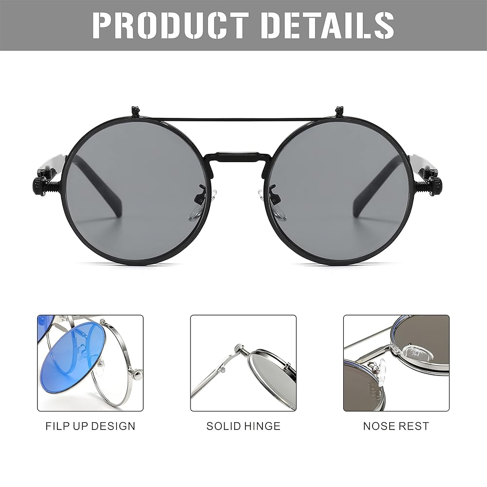 小物 GDC Round Sunglasses Amazon.com: XLUMIO Round Steampunk Sunglasses for Men Double